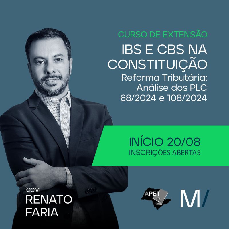 Renato Faria é parte do corpo docente do curso IBS e CBS na Constituição, que está com as inscrições abertas